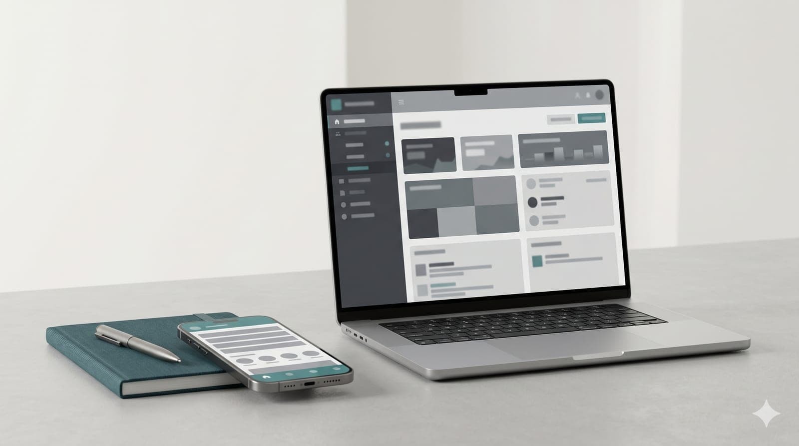Smartphone und Laptop zeigen eine responsive Website mit modernem Design – Webentwicklung für KMU