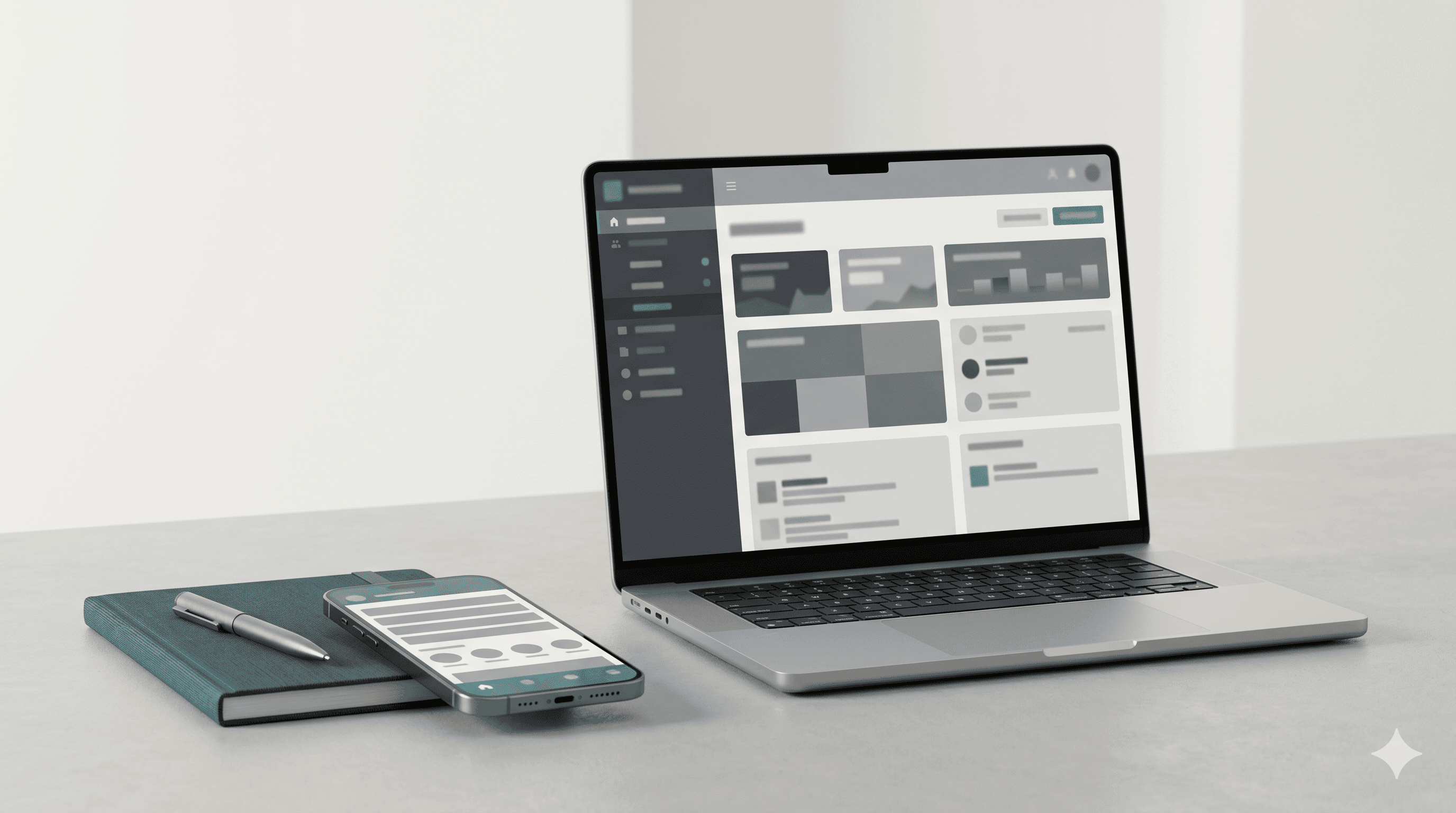 Smartphone und Laptop zeigen eine responsive Website mit modernem Design – Webentwicklung für KMU